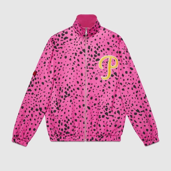 size M - Gucci MLB Pirates Jersey Zip Jacket Pink Animal Print - Picture 1 of 11